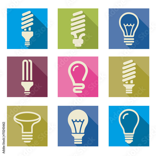 Light bulbs. Bulb icon set