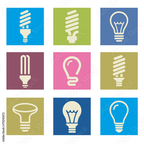 Light bulbs. Bulb icon set