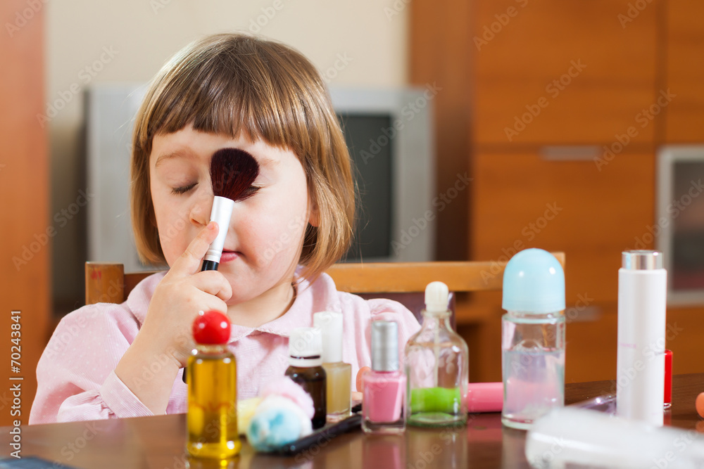cute girl playing with makeup cute girl playing with makeup