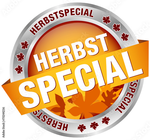 Button Banner "Herbstspecial" Laub/Silber