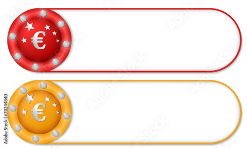set of two buttons with screws and euro symbol