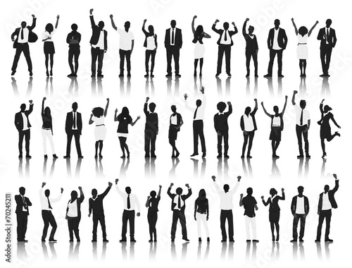 Silhouettes Group of People in a Row