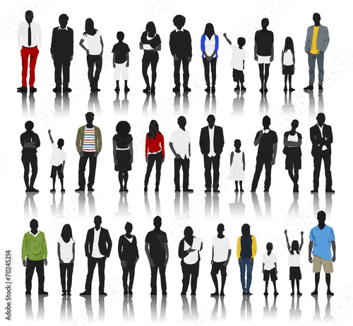Silhouettes Group of People in a Row
