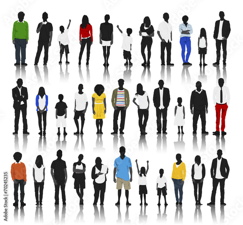 Silhouettes of Casual People in a Row