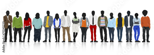 Silhouettes of Casual People in a Row