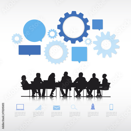 Business People with Gears Symbol