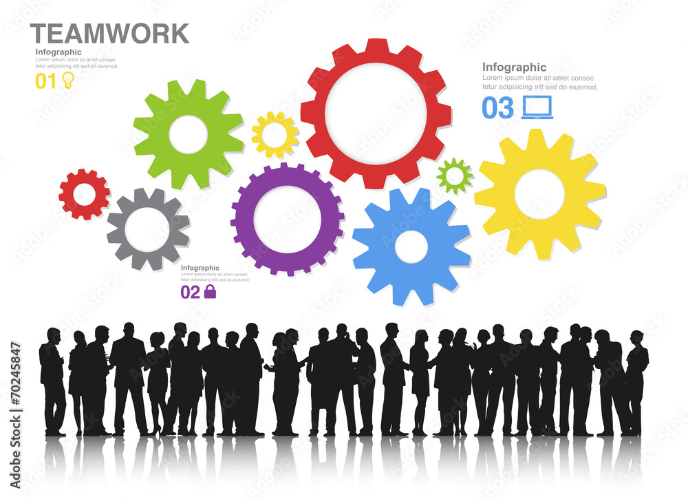 Teamwork Concept with Silhouettes of People Teamwork Concept with Silhouettes of People
