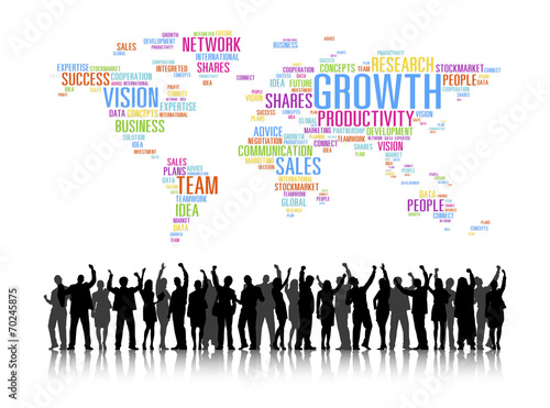 Group of Global Business People Celebration with Map