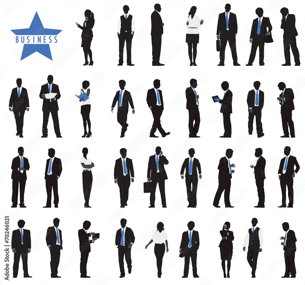 Silhouettes of Business People and Business Text