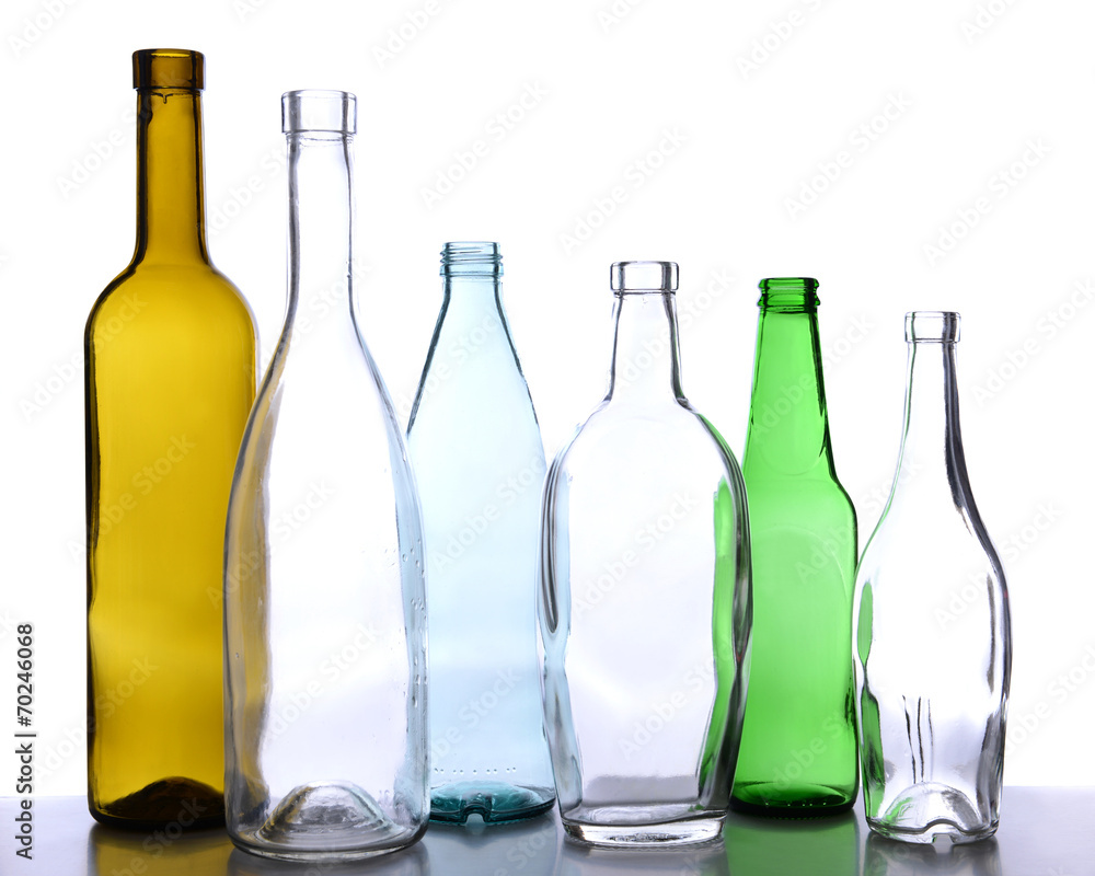 Empty glass bottles isolated on white Empty glass bottles isolated on white