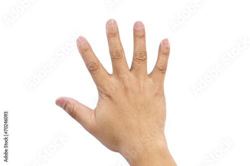 Hand of a man on white background