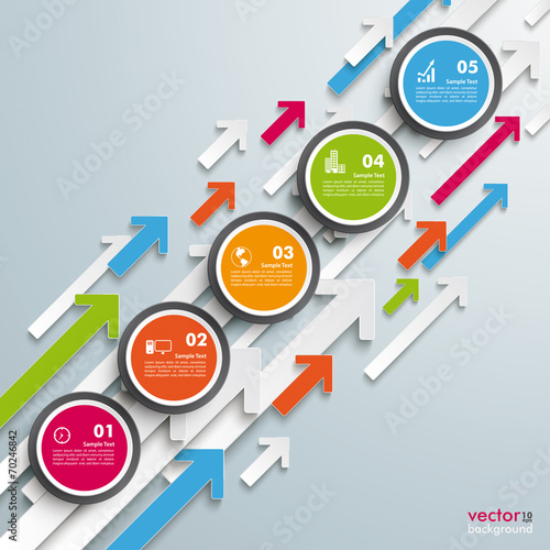 Colored Arrows Growth Circles 5 Steps