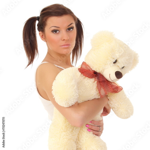 sexy girl in lingerie with a teddy bear