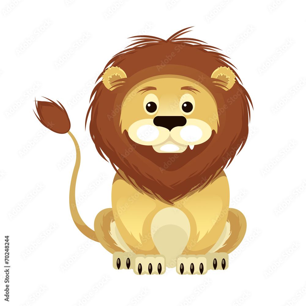 Fototapeta premium Vector Flat Cartoon Lion Illustration