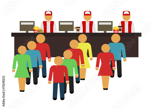 Stock vector cartoon flat fast food design icon set