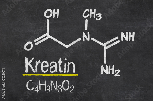 Schiefertafel mit der chemischen Formel von Kreatin