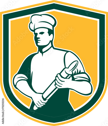 Chef Cook Rolling Pin Shield Retro