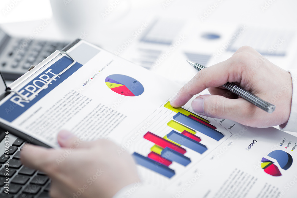 Businessman analyzing investment charts with laptop. Accounting Businessman analyzing investment charts with laptop. Accounting