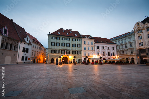 One of the main squares in the old town of Bratislava, Slovakia.