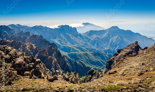 Volcanic mountains landscape.