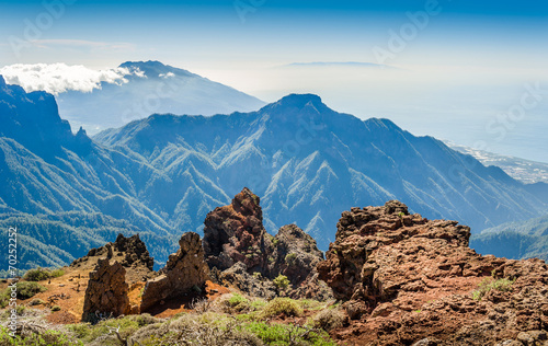 Volcanic mountains landscape. photo
