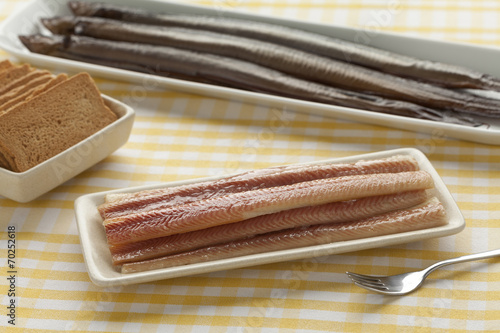 Dish with smoked eel
