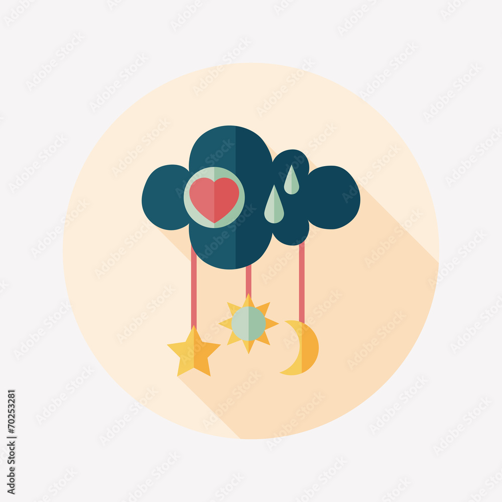 baby rattle flat icon with long shadow,EPS 10 baby rattle flat icon with long shadow,EPS 10