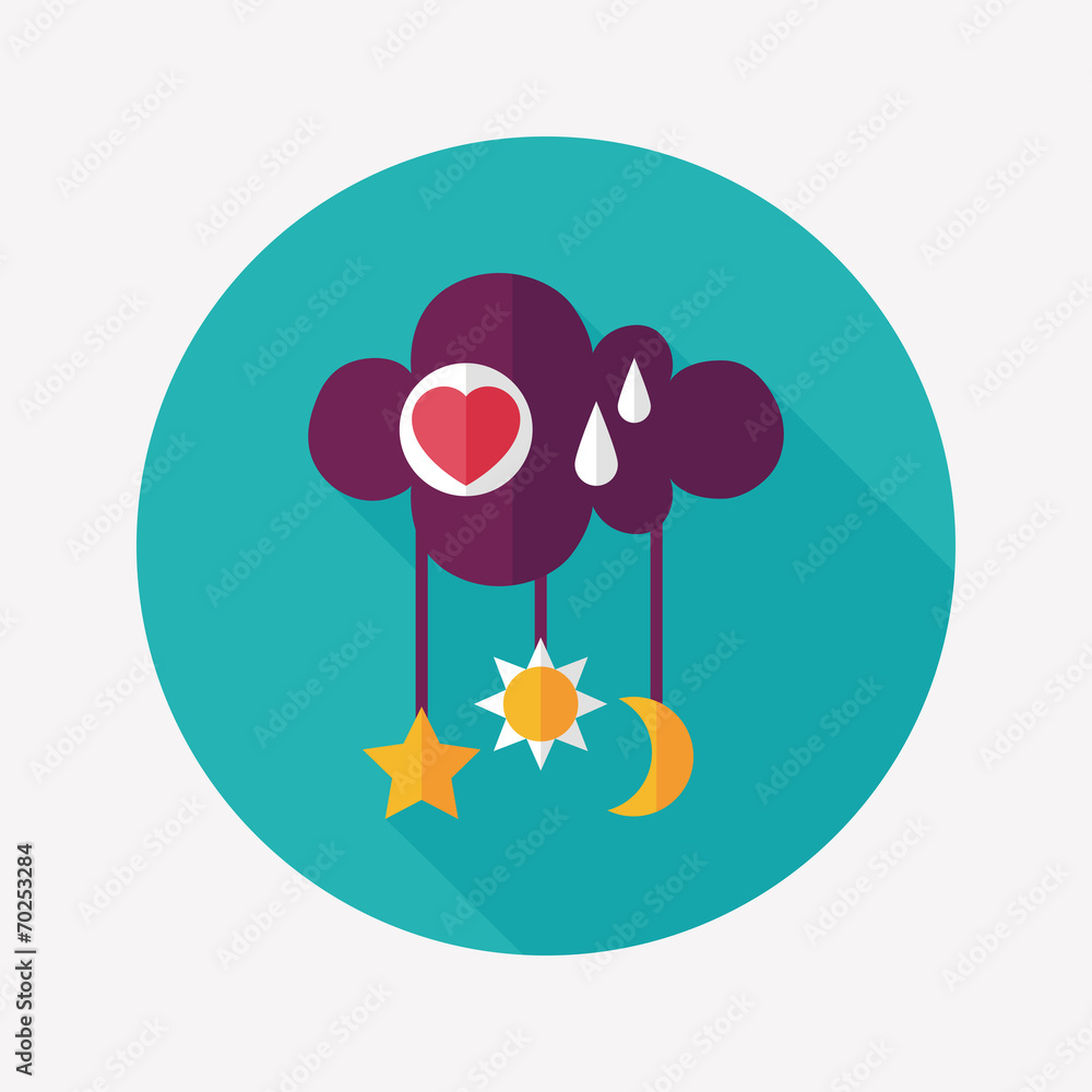 baby rattle flat icon with long shadow,EPS 10 baby rattle flat icon with long shadow,EPS 10