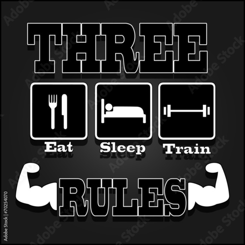 three rules for muscle growth over black.
