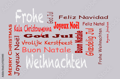 Frohe Weihnachten tag cloud mehrsprachig
