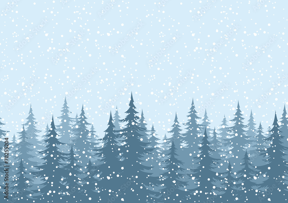 Fototapeta premium Seamless background, Christmas trees with snow