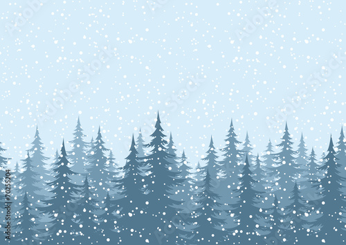 Seamless background, Christmas trees with snow