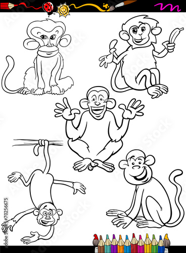 Wallpaper Mural cartoon monkeys coloring book Torontodigital.ca