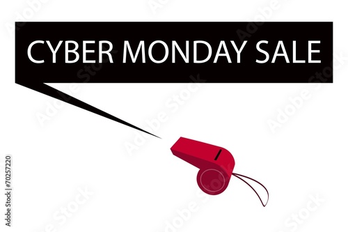 A Red Whistle Blowing Cyber Monday Banner