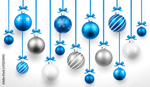 Christmas blue balls. Vector