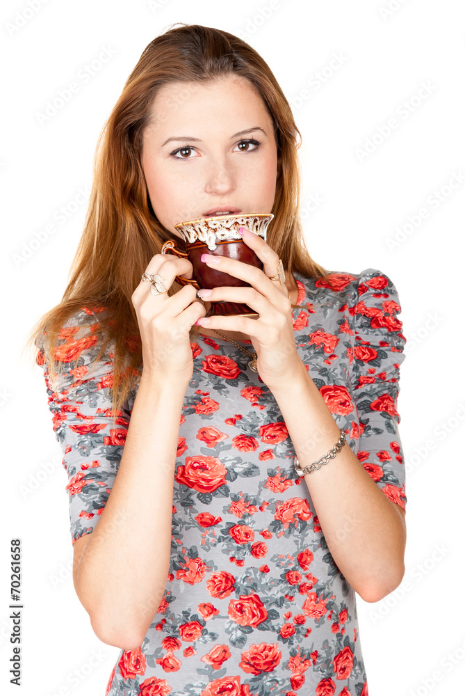 Beautiful young woman with cup of coffee Beautiful young woman with cup of coffee