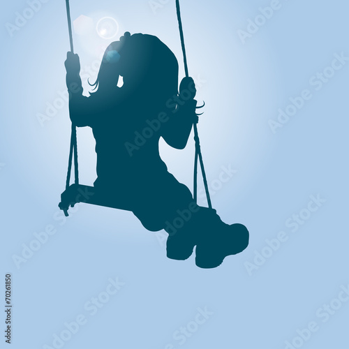 Girl on swing silhouette