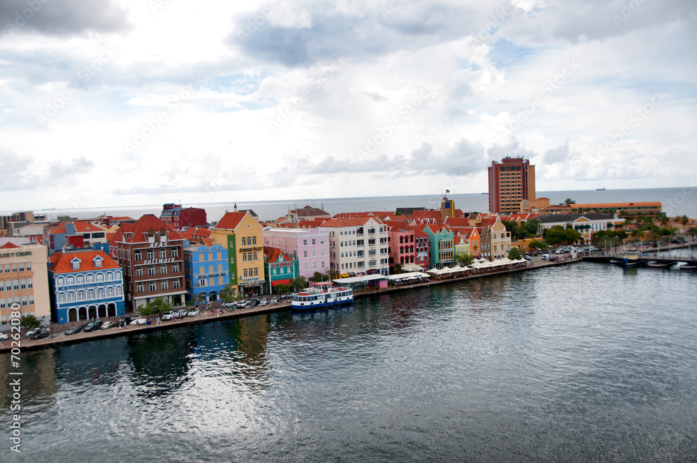 Aerial view of Punda district in Willemstad