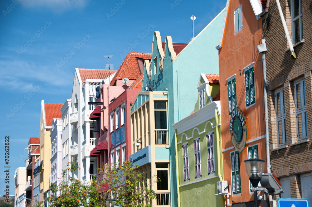 Historic dutch buildings in Willemstad, Curacao