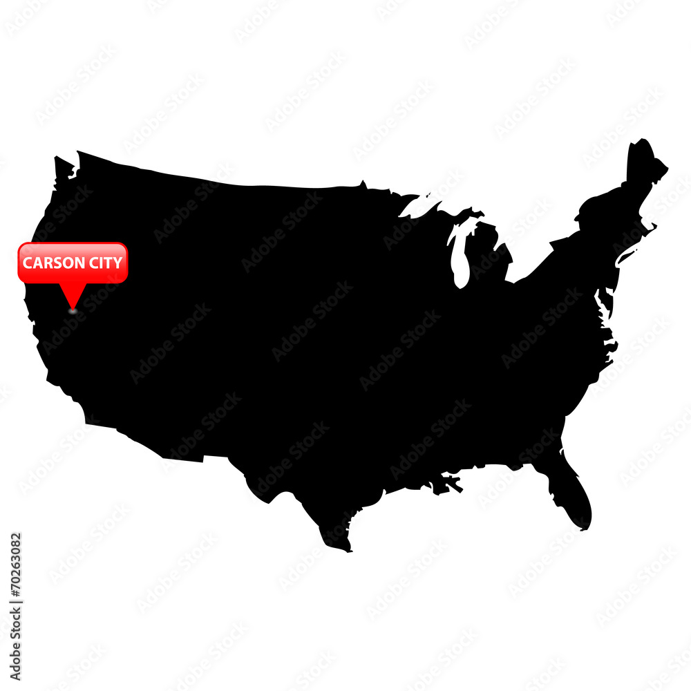 State Capital in red bubble - Carson City, Nevada. State Capital in red bubble - Carson City, Nevada.