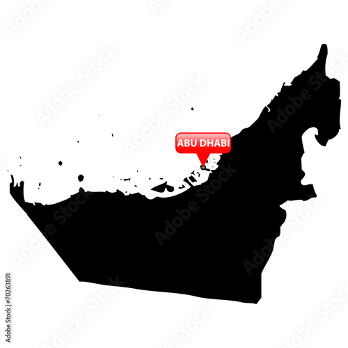 Map with the Capital in a red bubble - United Arab Emirates.