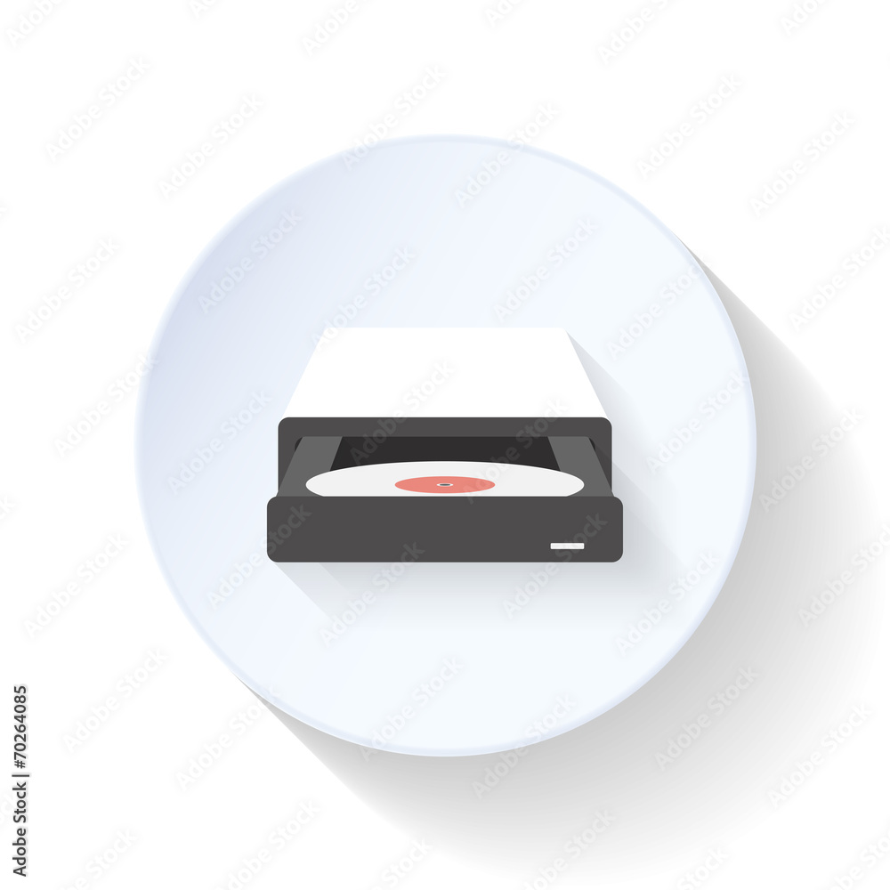Drive for CD, DVD discs flat icon Drive for CD, DVD discs flat icon