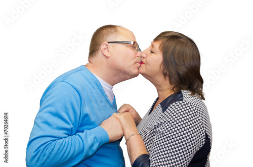 Husband kisses his wife