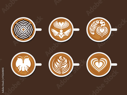 Set of Latte Art White Cup