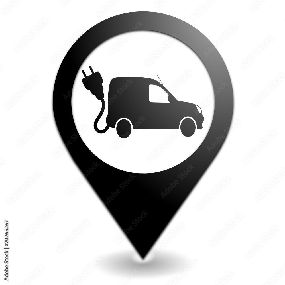 véhicule utilitaire électrique sur symbole localisation noir véhicule utilitaire électrique sur symbole localisation noir