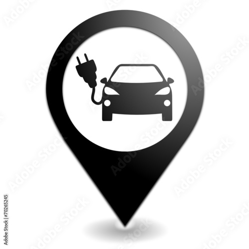 véhicule électrique sur symbole localisation noir
