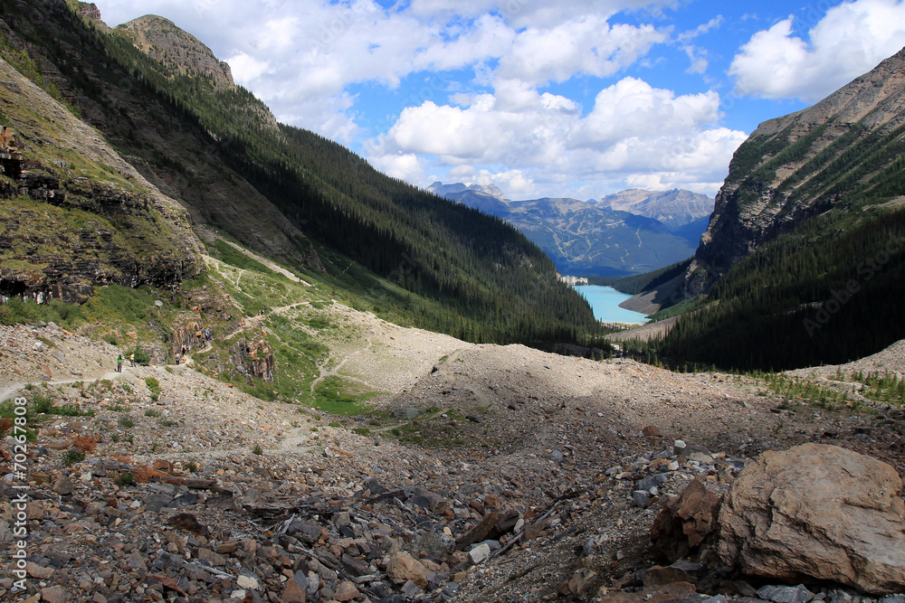 Lake Louise seen from the Plain of the Six Glaciers trail