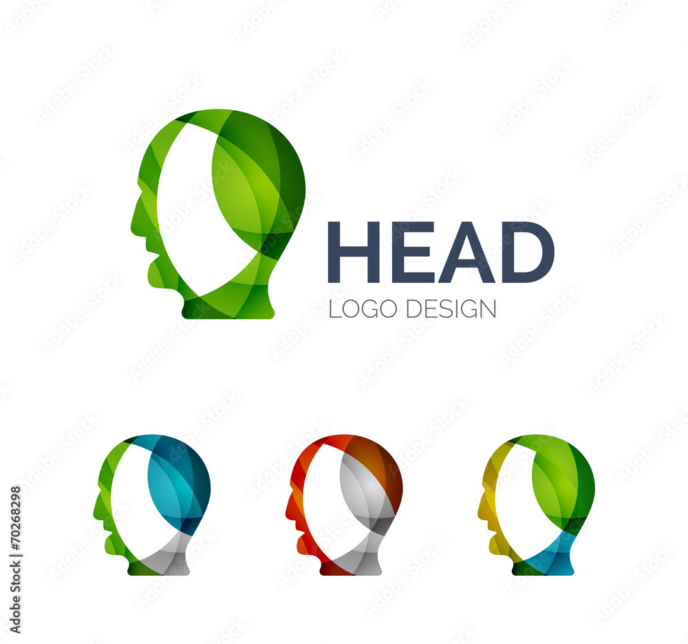 Fototapeta premium Human head logo design made of color pieces