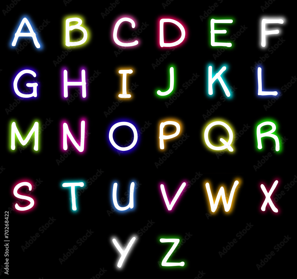 Neon colorful alphabet vector