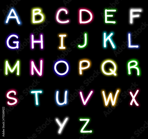 Neon colorful alphabet vector